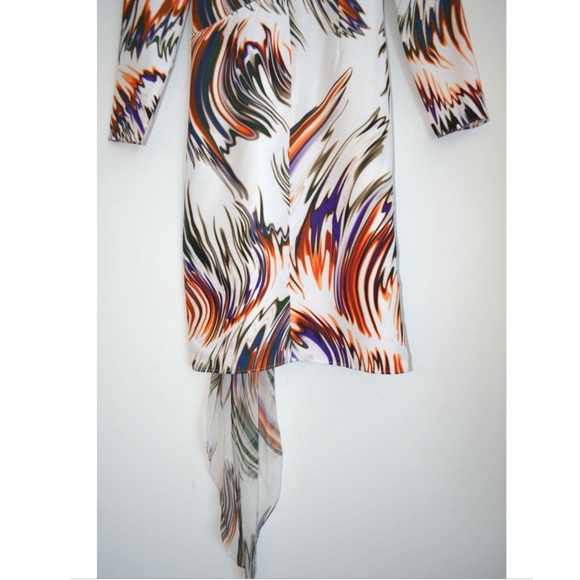 🤍💚💜 GIVENCHY Wave Asymmetric Drape Silk Dress - Picture 14 of 16